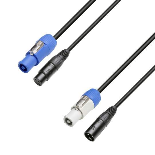 8101 PSDT 0300 Netz- & DMX Kabel Power Twist In & XLR female auf Power Twist Out &